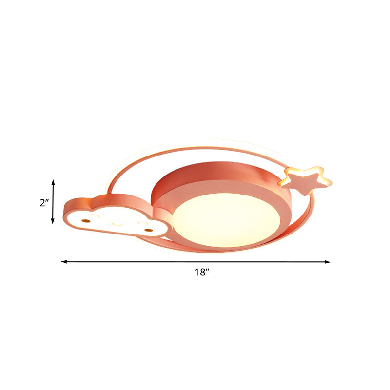 Cartoon Nebula Flush Lighting LED Ceiling Mount Fixture in Pink, with White/Warm Light