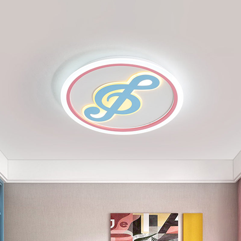 Modern LED Acrylic Flush Light - Blue Music Note Shaped Ceiling Lamp in White/Warm Light