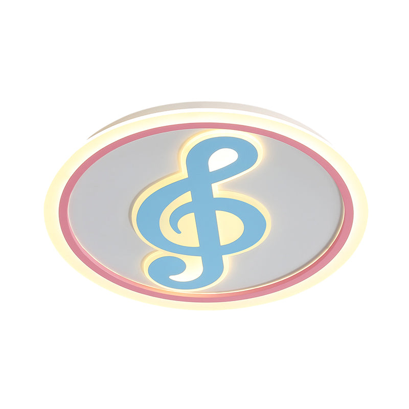 Modern LED Acrylic Flush Light - Blue Music Note Shaped Ceiling Lamp in White/Warm Light
