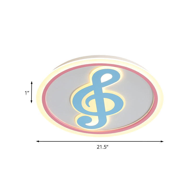 Modern LED Acrylic Flush Light - Blue Music Note Shaped Ceiling Lamp in White/Warm Light
