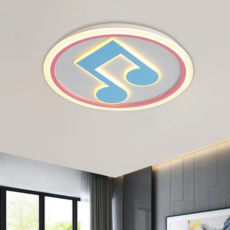 Modern LED Acrylic Flush Light - Blue Music Note Shaped Ceiling Lamp in White/Warm Light
