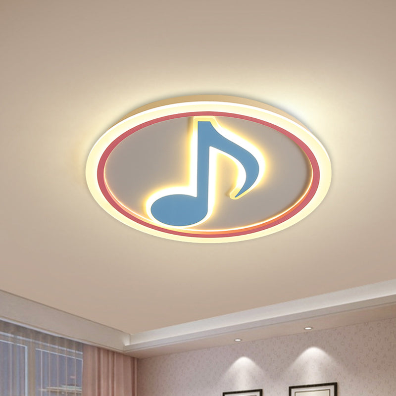 Modern LED Acrylic Flush Light - Blue Music Note Shaped Ceiling Lamp in White/Warm Light