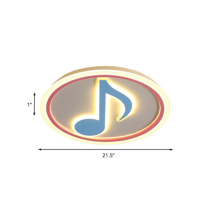 Modern LED Acrylic Flush Light - Blue Music Note Shaped Ceiling Lamp in White/Warm Light