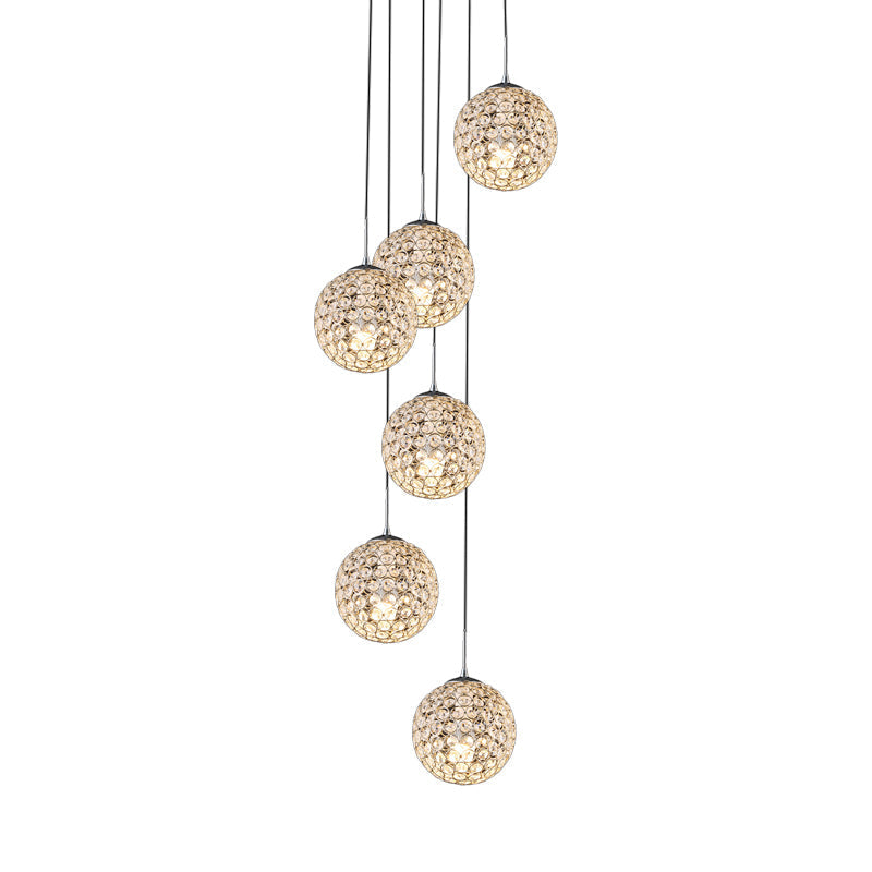 Modern Chrome Pendant Light with Crystal Embellishments and Multiple Bulbs