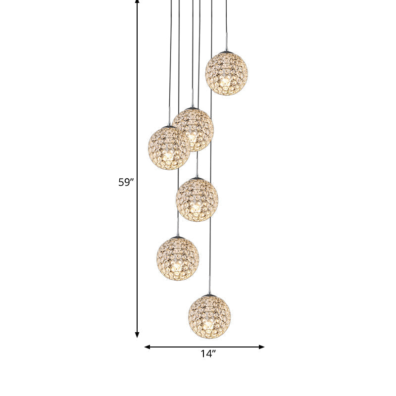Modern Chrome Pendant Light with Crystal Embellishments and Multiple Bulbs