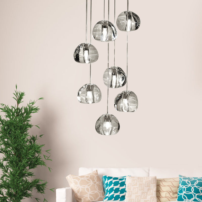 Irregular Crystal Ball Pendant Light with 5/7 Lights for Minimalistic Living Room Decor