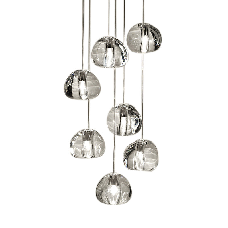 Irregular Crystal Ball Pendant Light with 5/7 Lights for Minimalistic Living Room Decor