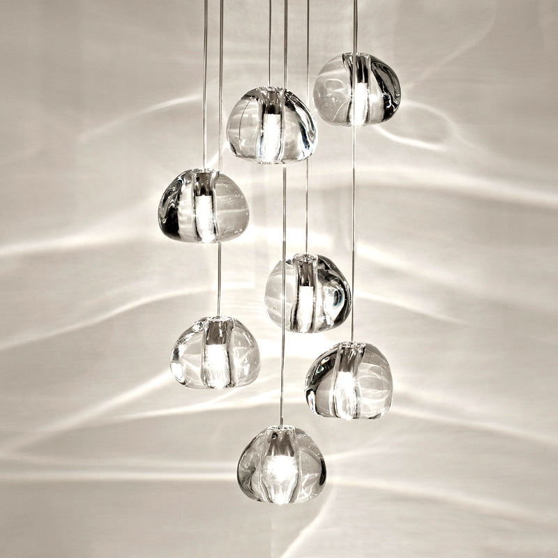 Irregular Crystal Ball Pendant Light with 5/7 Lights for Minimalistic Living Room Decor