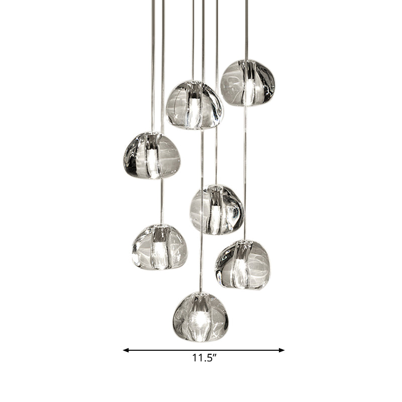 Irregular Crystal Ball Pendant Light with 5/7 Lights for Minimalistic Living Room Decor