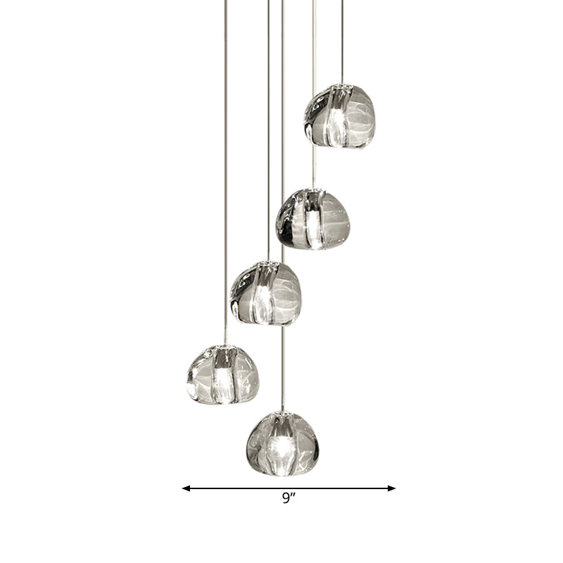 Irregular Crystal Ball Pendant Light with 5/7 Lights for Minimalistic Living Room Decor