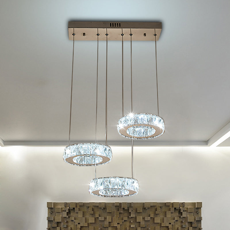 Modern Bronze Ring Crystal Pendant Light with LED Bulbs - Dining Room Ceiling Lamp