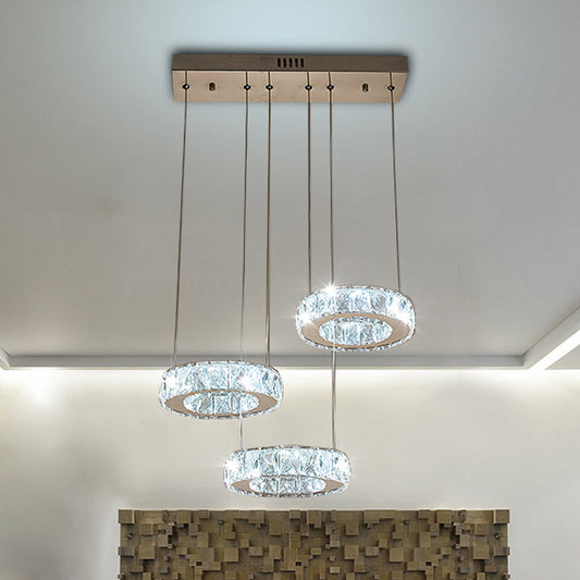 Modern Bronze Ring Crystal Pendant Light with LED Bulbs - Dining Room Ceiling Lamp