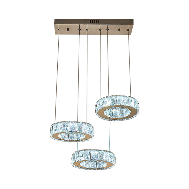 Modern Bronze Ring Crystal Pendant Light with LED Bulbs - Dining Room Ceiling Lamp