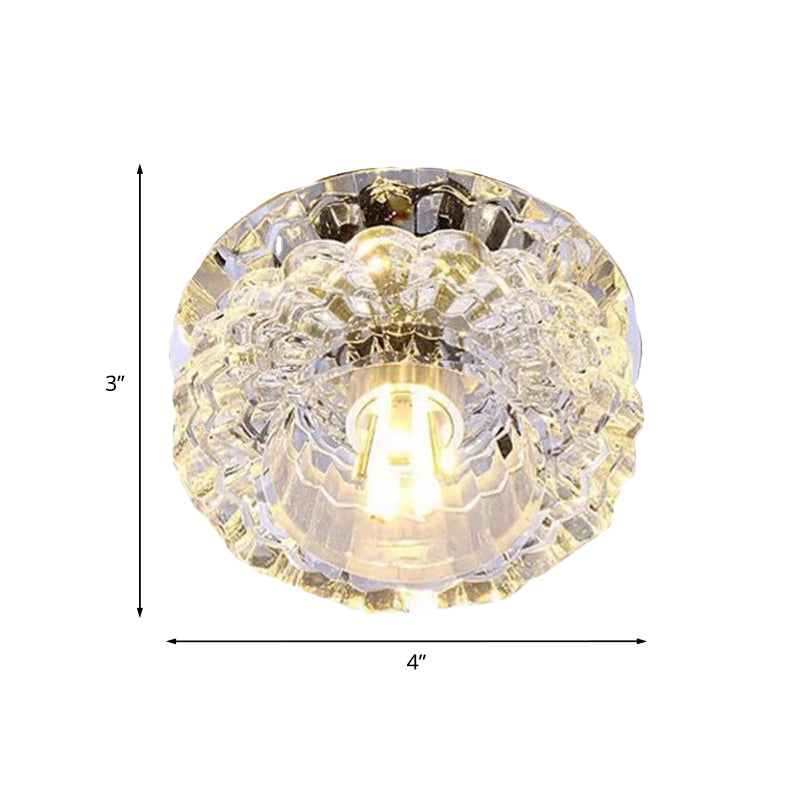 Contemporary LED Flush Mount Ceiling Lamp with Clear Crystal Accents - Perfect for Corridors