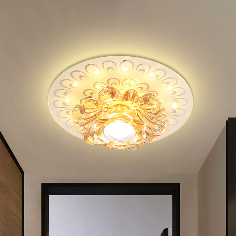Modern LED Petal Flush Mount Crystal Light Fixture with Elegant Peacock Tail Pattern
