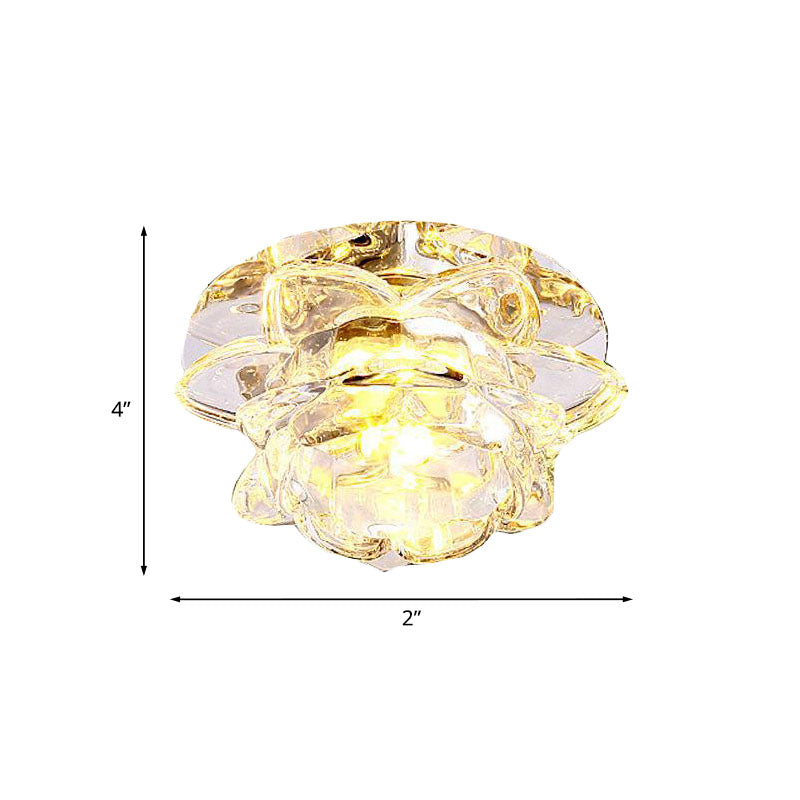 Crystal LED Flower Ceiling Light for Porch - Flush Mount with Warm/White/Multi-Color Options