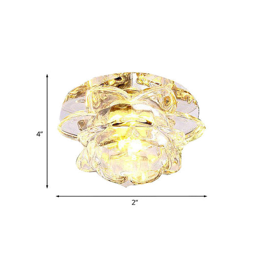 Crystal Led Flower Ceiling Light For Porch - Flush Mount With Warm/White/Multi-Color Options