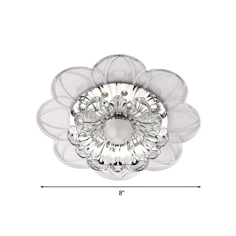 Contemporary LED Flower Flushmount Ceiling Light w/ Clear Crystals - Warm, White, & Multi Color
