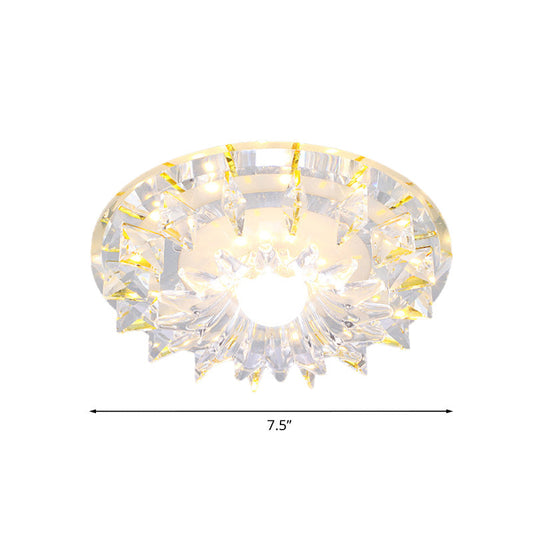 Flush Mount Led Corridor Ceiling Light Fixture With Clear Crystal Shade In Warm/White/Multi Color