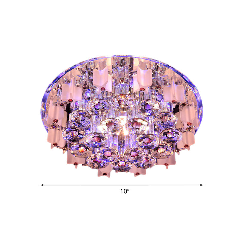 LED Prism Flush Mount Crystal Ceiling Light in White/Warm/Multi-Color