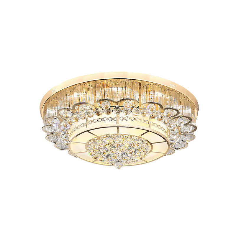 Flush Mount LED Crystal Ball Ceiling Lamp in Chrome - Modern Tiered Design for Living Room (24"/32" W)