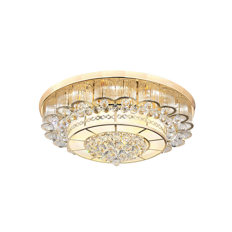 Flush Mount LED Crystal Ball Ceiling Lamp in Chrome - Modern Tiered Design for Living Room (24"/32" W)