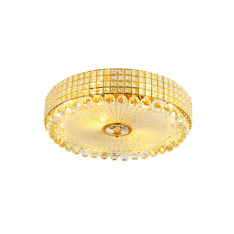 Contemporary Round Crystal Flush Light - 16"/24" LED Bedroom Ceiling Lamp in Silver/Gold