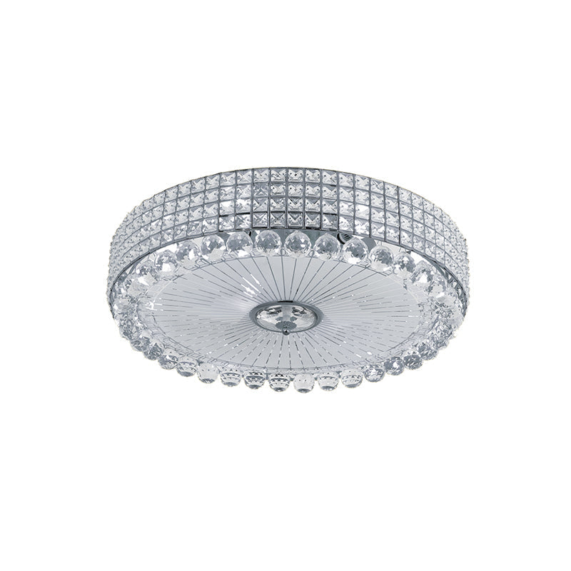 Contemporary Round Crystal Flush Light - 16"/24" LED Bedroom Ceiling Lamp in Silver/Gold