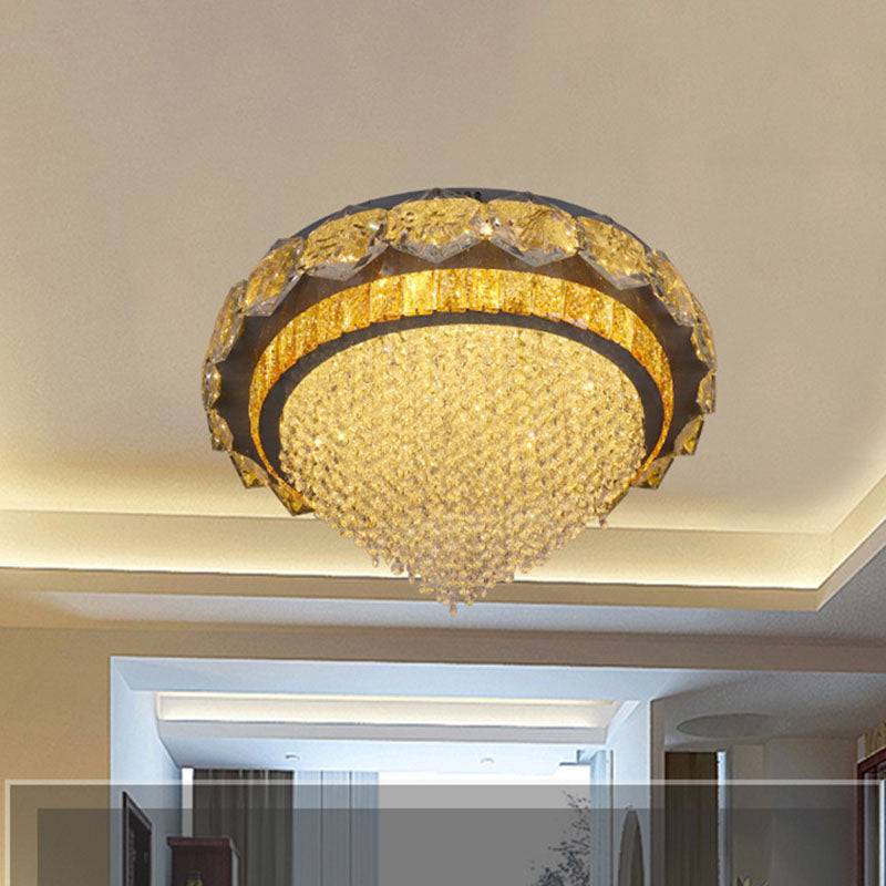 Contemporary LED Crystal Flushmount Ceiling Light in Black for Bedroom