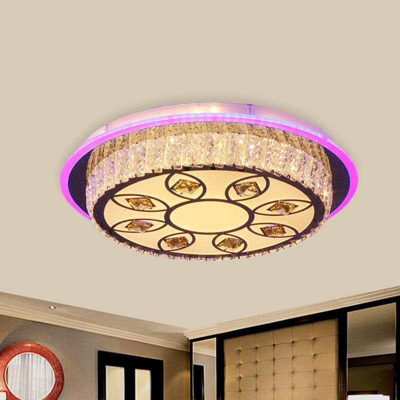Plafonnier LED moderne en chrome avec motif de pétales - Plafonnier rond en cristal pour chambres à coucher