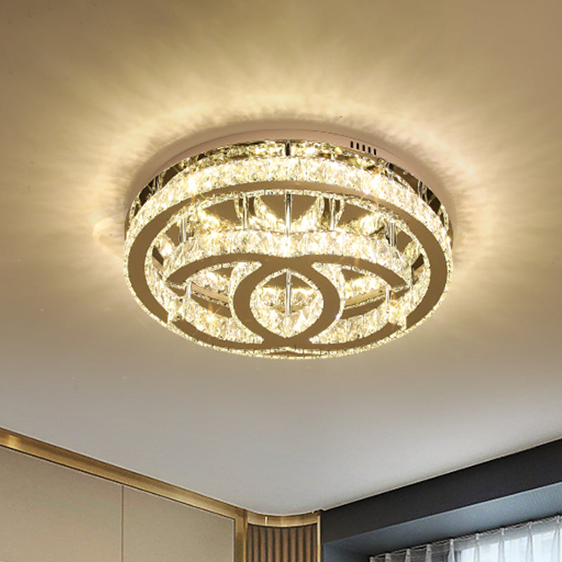 Contemporary LED Bedroom Ceiling Light in Chrome with Double C Shape Design