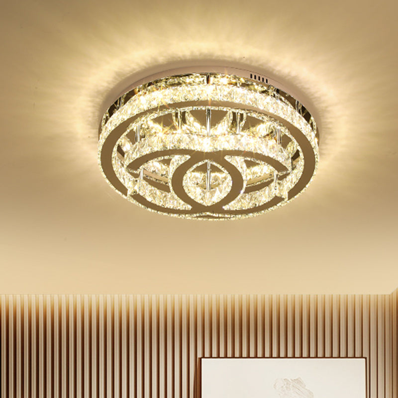 Contemporary LED Bedroom Ceiling Light in Chrome with Double C Shape Design
