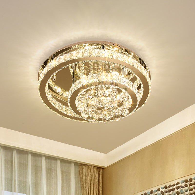 Minimalist Crystal Block LED Ceiling Flush Mount - Chrome Finish
