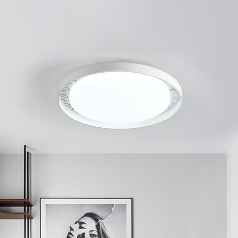 Minimalist Disc Ceiling Flush LED Lighting for Children's Bedrooms - White/Green/Pink Colors