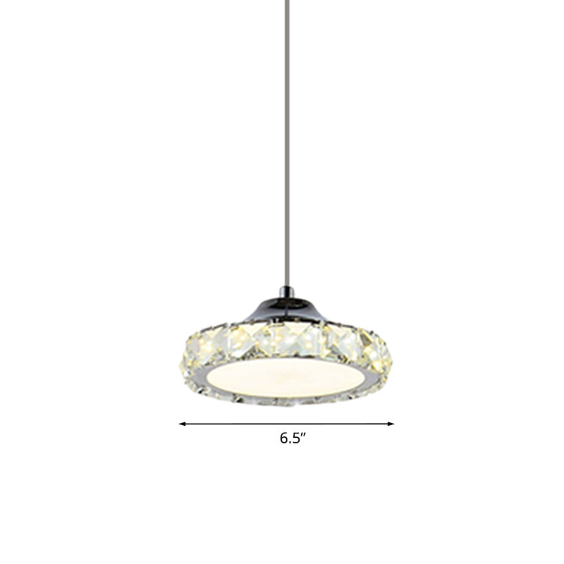 LED Crystal Ceiling Pendant Light in Chrome Finish with Warm/White Light for Dining Room