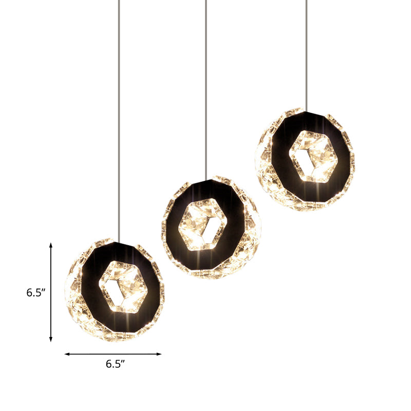 Minimal Beveled Crystal Ring Chrome LED Pendant Ceiling Light in Warm/White/Neutral Light
