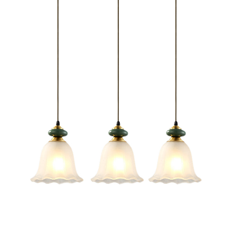 Vintage White Glass Cluster Pendant Light With Ceramic Cap For Dining Room Décor