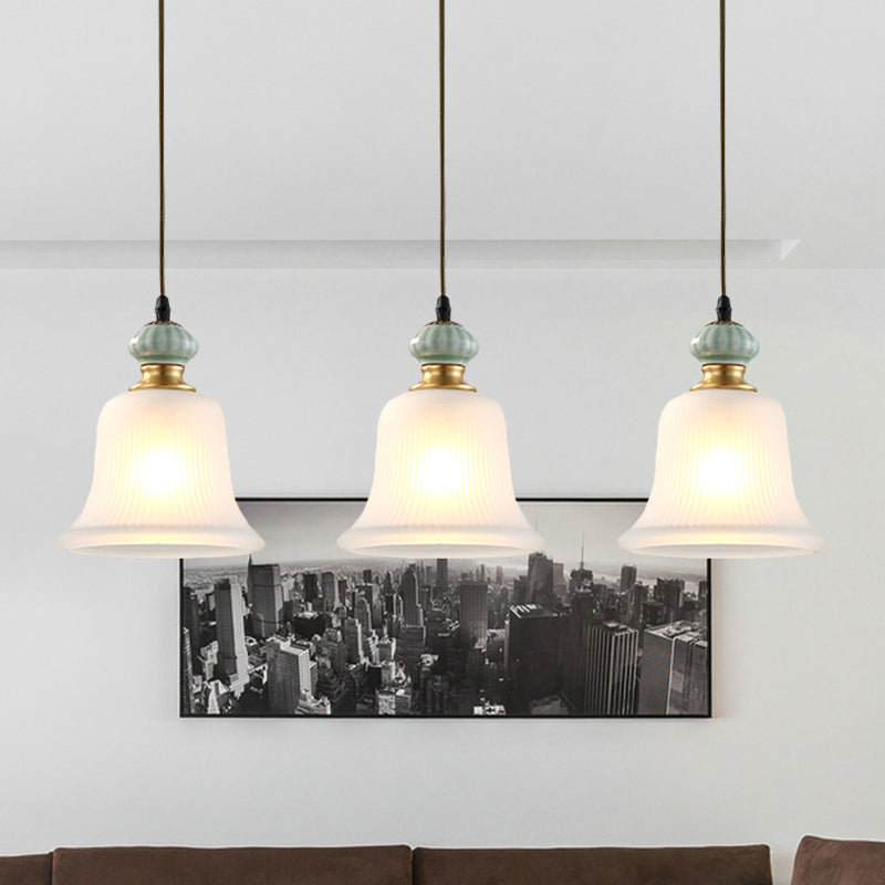 Vintage White Glass Cluster Pendant Light With Ceramic Cap For Dining Room Décor