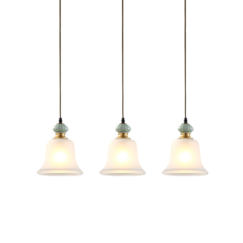 Vintage White Glass Cluster Pendant Light With Ceramic Cap For Dining Room Décor