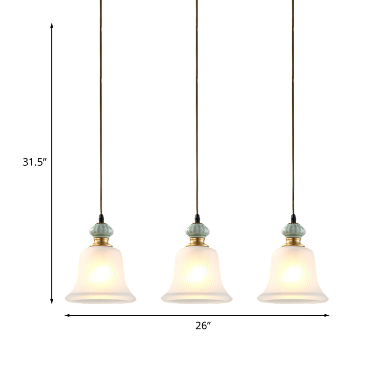 Vintage White Glass Cluster Pendant Light With Ceramic Cap For Dining Room Décor