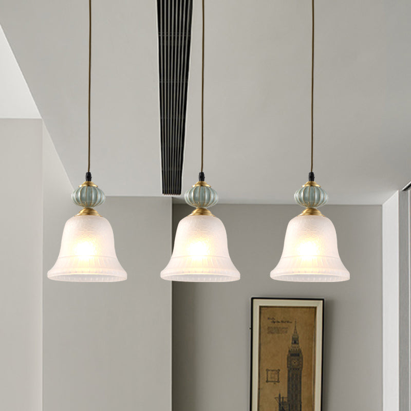Vintage White Glass Cluster Pendant Light With Ceramic Cap For Dining Room Décor