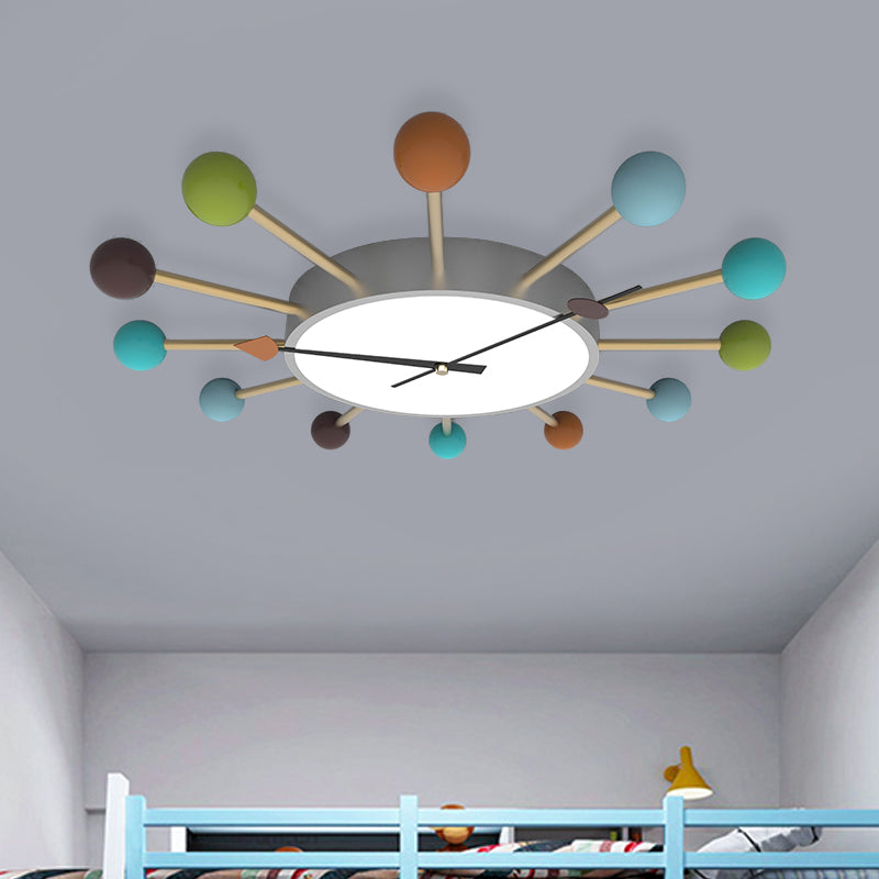 Nordic LED Flush Mounted Ceiling Light with Acrylic Wood Lollipop Decor for Bedroom