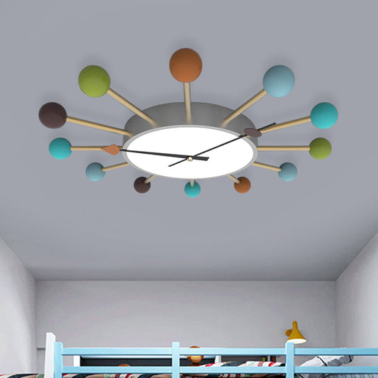 Nordic LED Flush Mounted Ceiling Light with Acrylic Wood Lollipop Decor for Bedroom