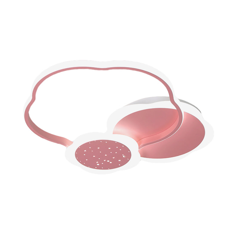 Nordic LED Acrylic Flush Mount Ceiling Lamp - Black/Pink Flower Design in Warm/White Light