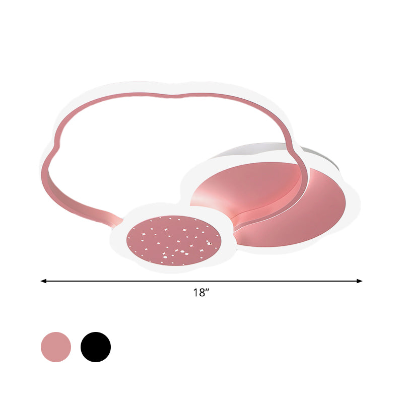 Nordic LED Acrylic Flush Mount Ceiling Lamp - Black/Pink Flower Design in Warm/White Light