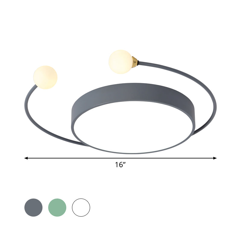 Nordic Iron LED Ceiling Light with Crab Design in Grey/White/Green for Bedrooms