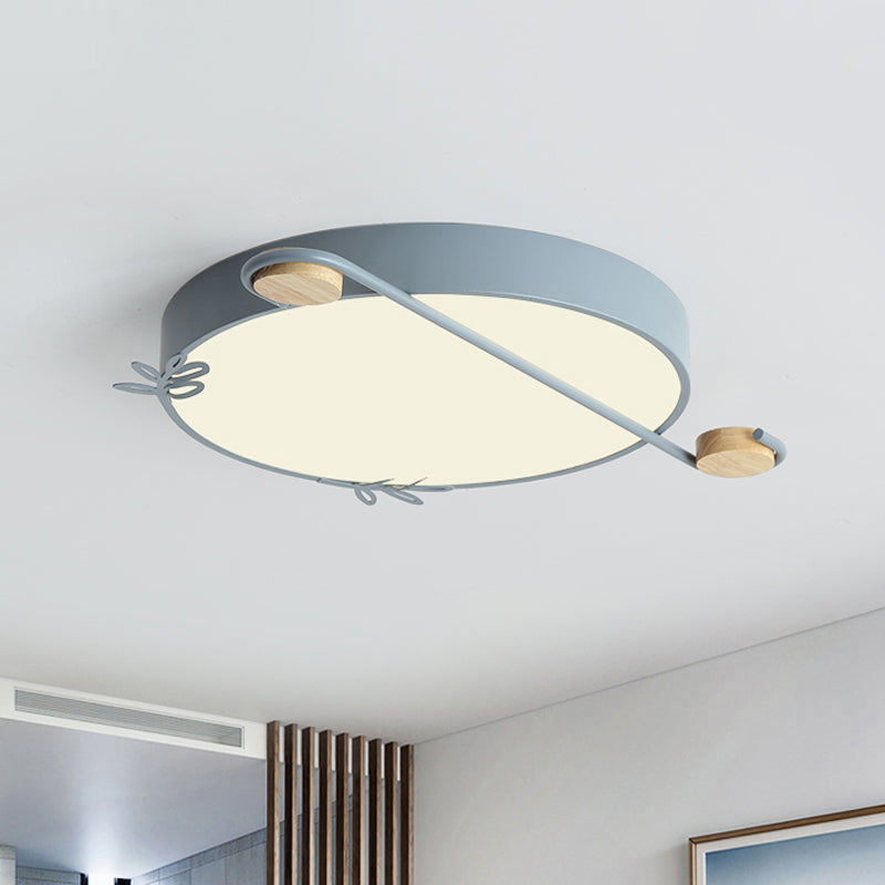 Geometric LED Ceiling Light in Nordic Style with Sprig Decor - Grey/White/Black-Wood for Living Room