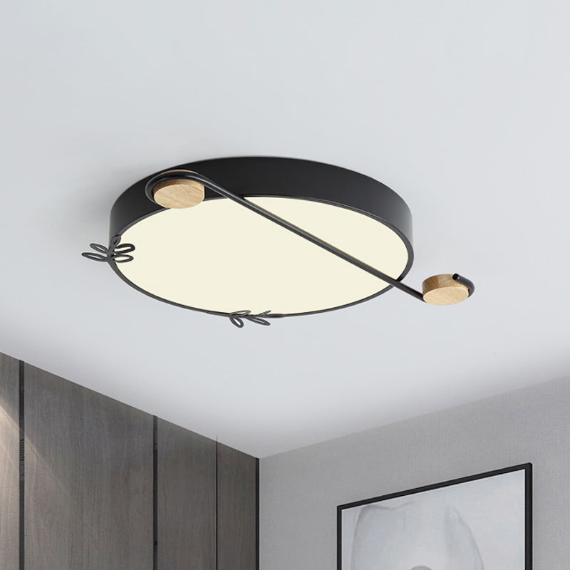 Geometric LED Ceiling Light in Nordic Style with Sprig Decor - Grey/White/Black-Wood for Living Room