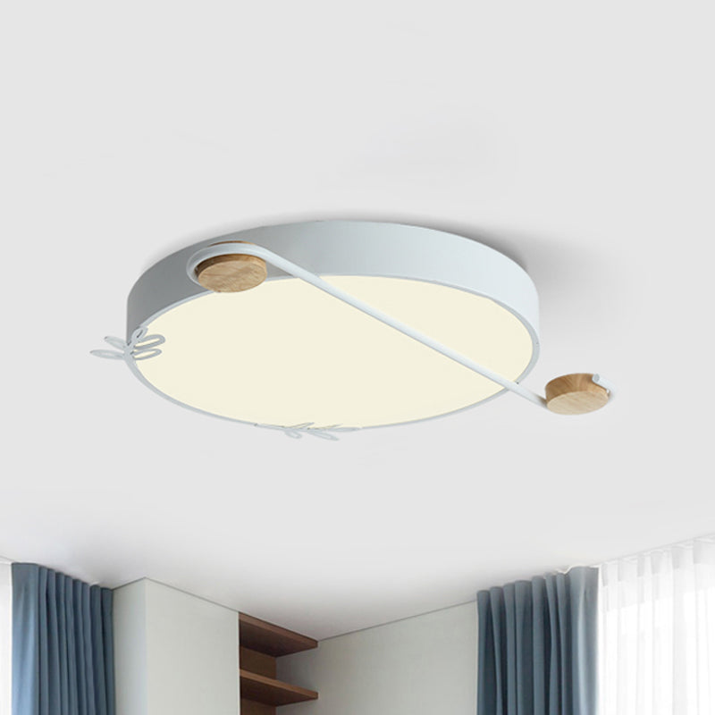 Geometric LED Ceiling Light in Nordic Style with Sprig Decor - Grey/White/Black-Wood for Living Room