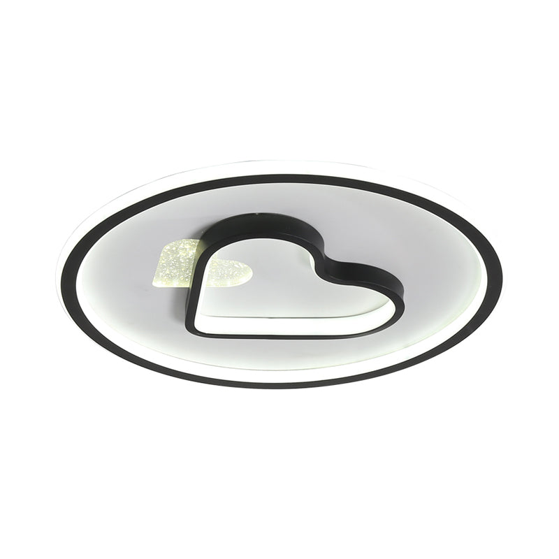 Kid LED Flush Mount Lamp: Vibrant Circle and Loving Heart Ceiling Fixture with Acrylic Shade (Pink/Blue/Black)